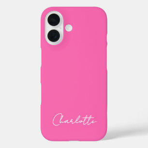 Chic Hot Pink Custom Name Script iPhone 16 Hoesje