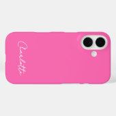 Chic Hot Pink Custom Name Script Case-Mate iPhone Case (Achterkant (horizontaal))