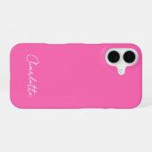 Chic Hot Pink Custom Name Script iPhone 16 Hoesje (Achterkant horizontaal)
