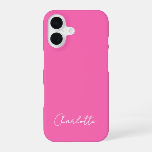 Chic Hot Pink Custom Name Script iPhone 16 Hoesje (Achterkant)