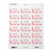 Chic Hot Pink Damask Flourish Border Etiket (Full Sheet)