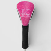 Chic Hot Pink Glam Diamond Sparkle Monogram Naam Golfheadcover (Voorkant)