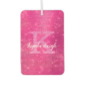 Chic Hot Pink Glam Diamond Sparkle Monogram Naam Luchtverfrisser (Voorkant)