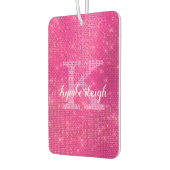Chic Hot Pink Glam Diamond Sparkle Monogram Naam Luchtverfrisser (Links)
