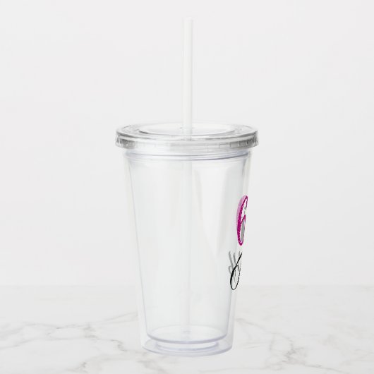 Chic Hot Pink Glitter 60th Sassy 60th Birthday Acryl Drinkbeker (Rechts)