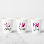 Chic Hot Pink Glitter 60th Sassy 60th Birthday Papieren Bekers<br><div class="desc">Fabuleuze 60ste verjaardagsartikelen met de tekst zestig en sassy in hot-roze glitter en chic script kalligrafie met een elegante retro vibe. Uitsluitend ontworpen door Happy Dolphin Studio. Neem contact met ons op via happydolphinstudio@outlook.com als je hulp of overeenkomende producten nodig hebt. We vieren graag 60 jaar en helpen je om...</div>