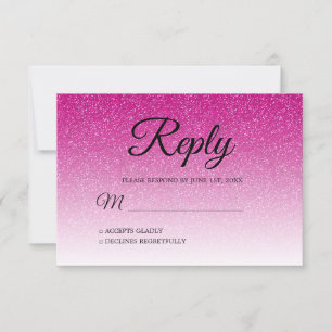 Chic Hot Pink Glitter Ombre RSVP Kaart