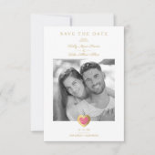 Chic Hot Pink & Gold Heart Photo Couple Wedding Save The Date (Voorkant)