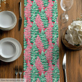 Chic hot pink green preppy Christmas table runner Medium Tafelloper