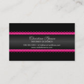 Chic Hot Pink Lace en Black Shimmer Kijk Monogram Visitekaartje (Achterkant)