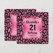 Chic Hot Pink Leopard Print 21st Birthday  Kaart (Voorkant / Achterkant)