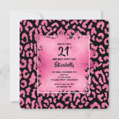 Chic Hot Pink Leopard Print 21st Birthday  Kaart (Achterkant)