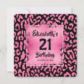Chic Hot Pink Leopard Print 21st Birthday  Kaart (Voorkant)