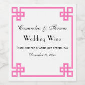 Chic Hot Pink Lijst Key Knot  Wijn Etiket (Enkel label)