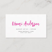 Chic Hot Pink + modern Calligrafiescript Visitekaartje (Achterkant)
