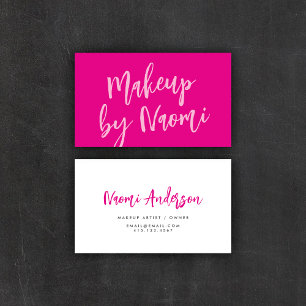 Chic Hot Pink + modern Calligrafiescript Visitekaartje