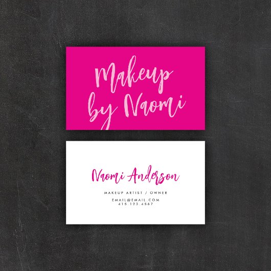 Chic Hot Pink + modern Calligrafiescript Visitekaartje