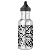 Chic Hot Pink Naam op Zebra Print Waterfles (Rechts)