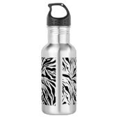 Chic Hot Pink Naam op Zebra Print Waterfles (Achterkant)
