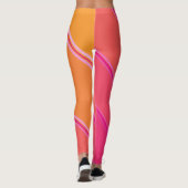 Chic Hot Pink onder Bleke Yellow Banded Print Leggings (Achterkant)
