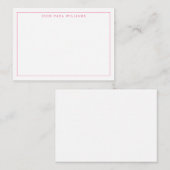 Chic Hot Pink Professional Simple Thin Border Notitiekaartje (Voorkant / Achterkant)