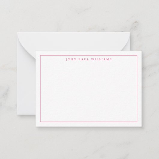 Chic Hot Pink Professional Simple Thin Border Notitiekaartje (Voorkant)