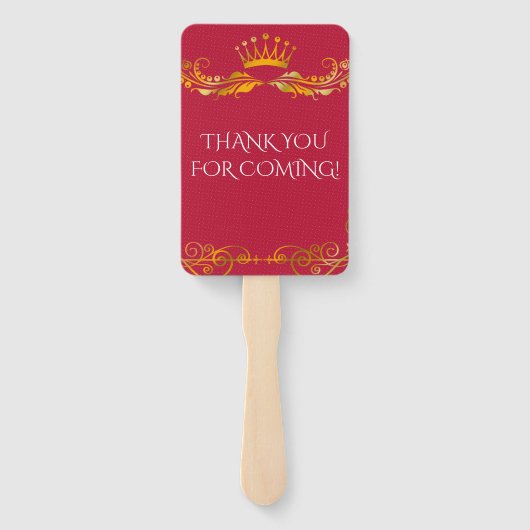 Chic Hot Pink Red Quinceanera Party Hartelijk dank Handwaaier (Achterkant)