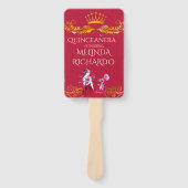 Chic Hot Pink Red Quinceanera Party Hartelijk dank Handwaaier (Voorkant)