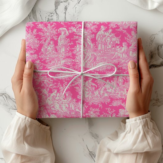 Chic  hot pink toile de jouy bedrukt cadeaupapier