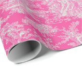 Chic  hot pink toile de jouy bedrukt cadeaupapier (Rol Hoek)
