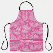 Chic hot pink toile de jouy bedrukt schort (Voorkant)