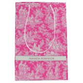 Chic  hot pink toile de jouy medium cadeauzakje (Voorkant)