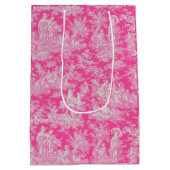 Chic  hot pink toile de jouy medium cadeauzakje (Achterkant)