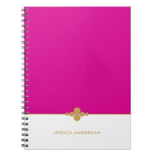 Chic Hot Pink White Gold Personalized Notitieboek