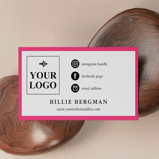 Chic Hot Pink witte sociale media Visitekaartje