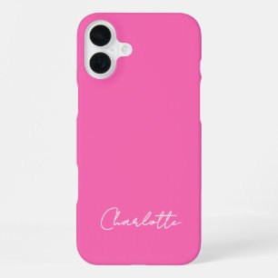 Chic Hot Roze Aangepaste Naam Script iPhone 16 Plus Hoesje