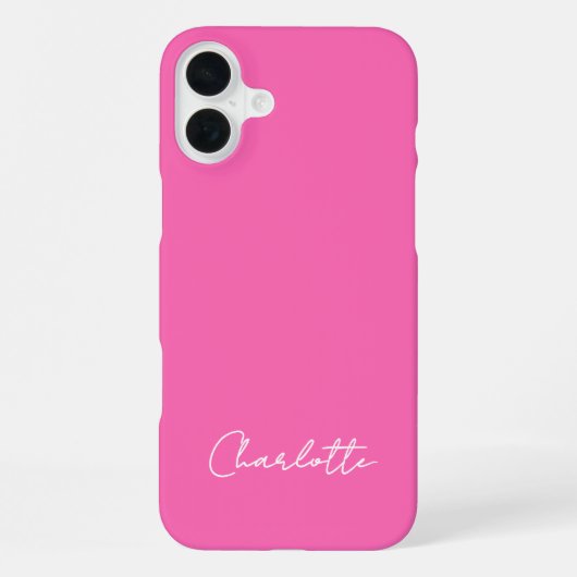 Chic Hot Roze Aangepaste Naam Script iPhone Hoesje (Achterkant)