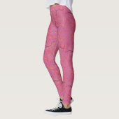 Chic Hot Roze en Rood Geel Fractuur Patroon Leggings (Links)