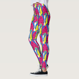 Chic Hot Roze Geel Meerdere Teenslippers Patroon Leggings