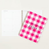 Chic hot roze gingham script naam recept planner (Display)