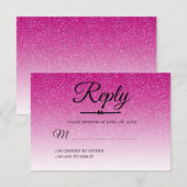 Chic Hot roze Glitter Ombre Sweet 16 RSVP Kaart (Voorkant / Achterkant)