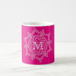 Chic Hot roze mandala monogram 11 oz Klassieke Mok