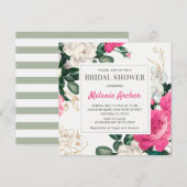 Chic Hot Roze Vrijgezellenfeest Waterverf Peony Ro Kaart (Voorkant / Achterkant)