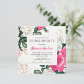 Chic Hot Roze Vrijgezellenfeest Waterverf Peony Ro Kaart (Staand voorkant)