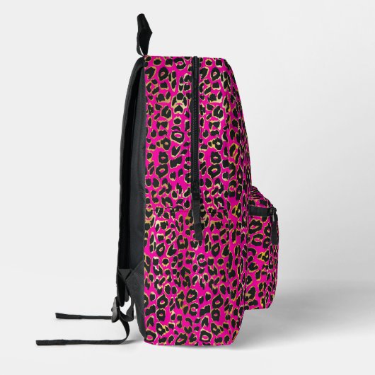 Chic Hot Roze & Zwart Leopard Print Monogrammed Bedrukte Rugzak (Links)