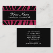 Chic Hot Roze & Zwarte Zebra Strepen Visitekaartje (Voorkant / Achterkant)