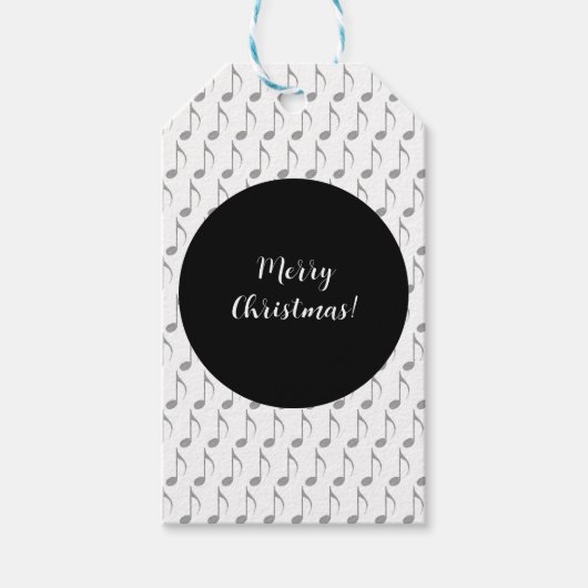 Chic Houndstooth Musical Notes Merry Kerstry Cadeaulabel (Voorkant)