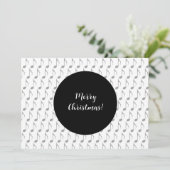 Chic Houndstooth Musical Notes Merry Kerstry Feestdagenkaart (Staand voorkant)