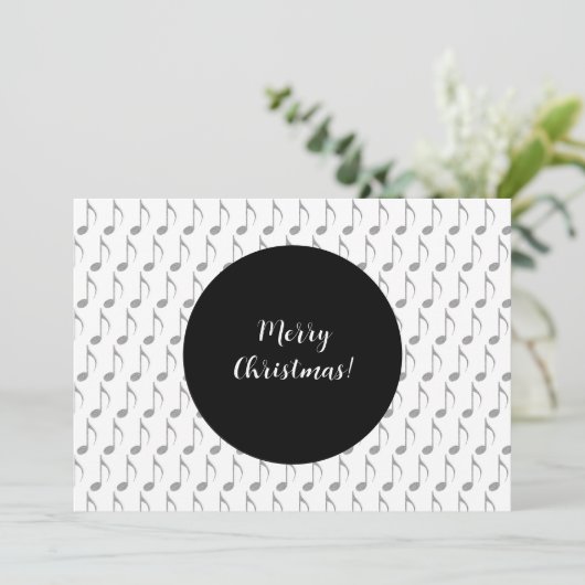 Chic Houndstooth Musical Notes Merry Kerstry Feestdagenkaart (Staand voorkant)