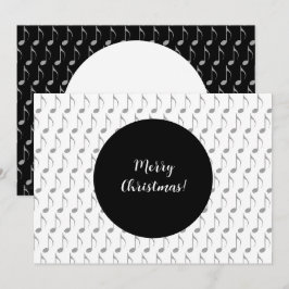 Chic Houndstooth Musical Notes Merry Kerstry Feestdagenkaart